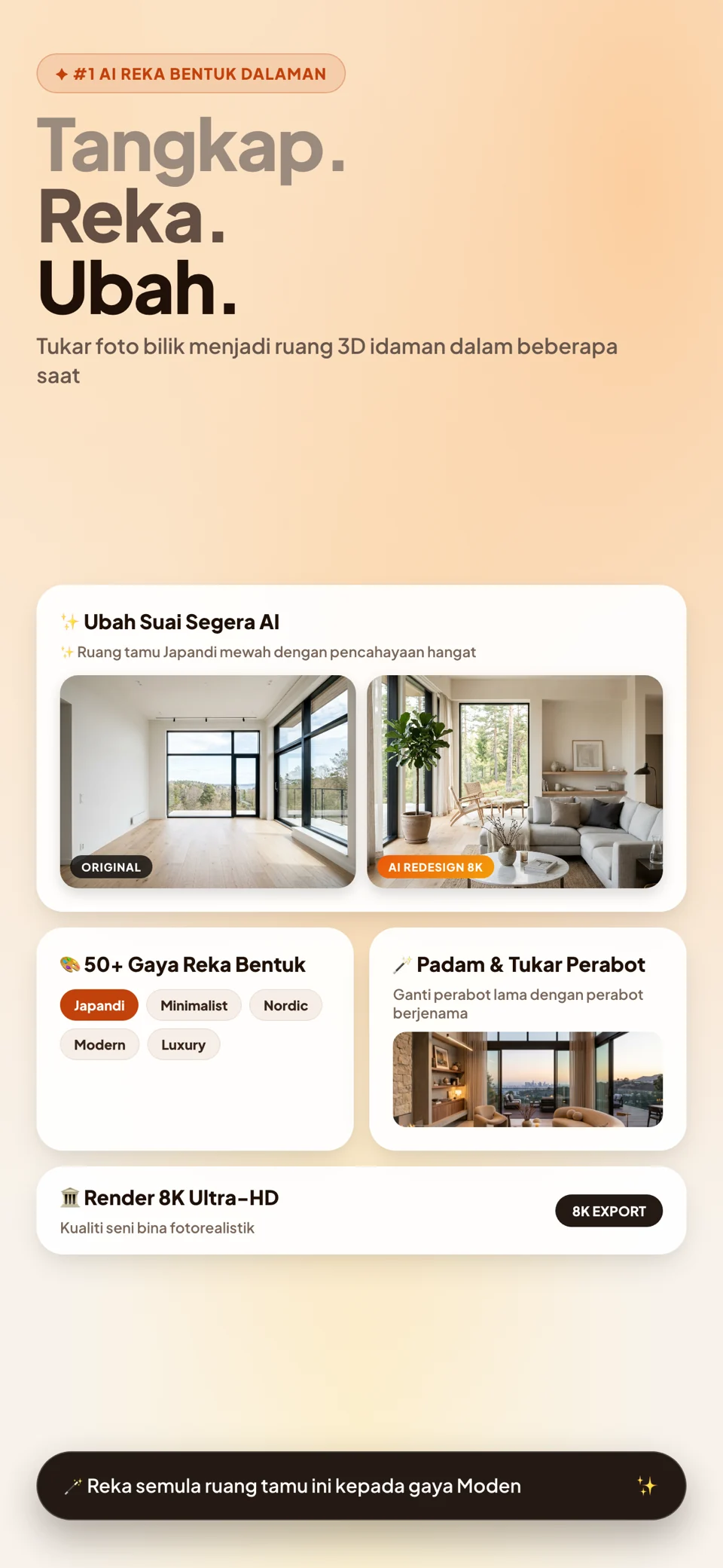 AI Reka Bentuk Rumah: Hiasan — Tangkapan skrin 1